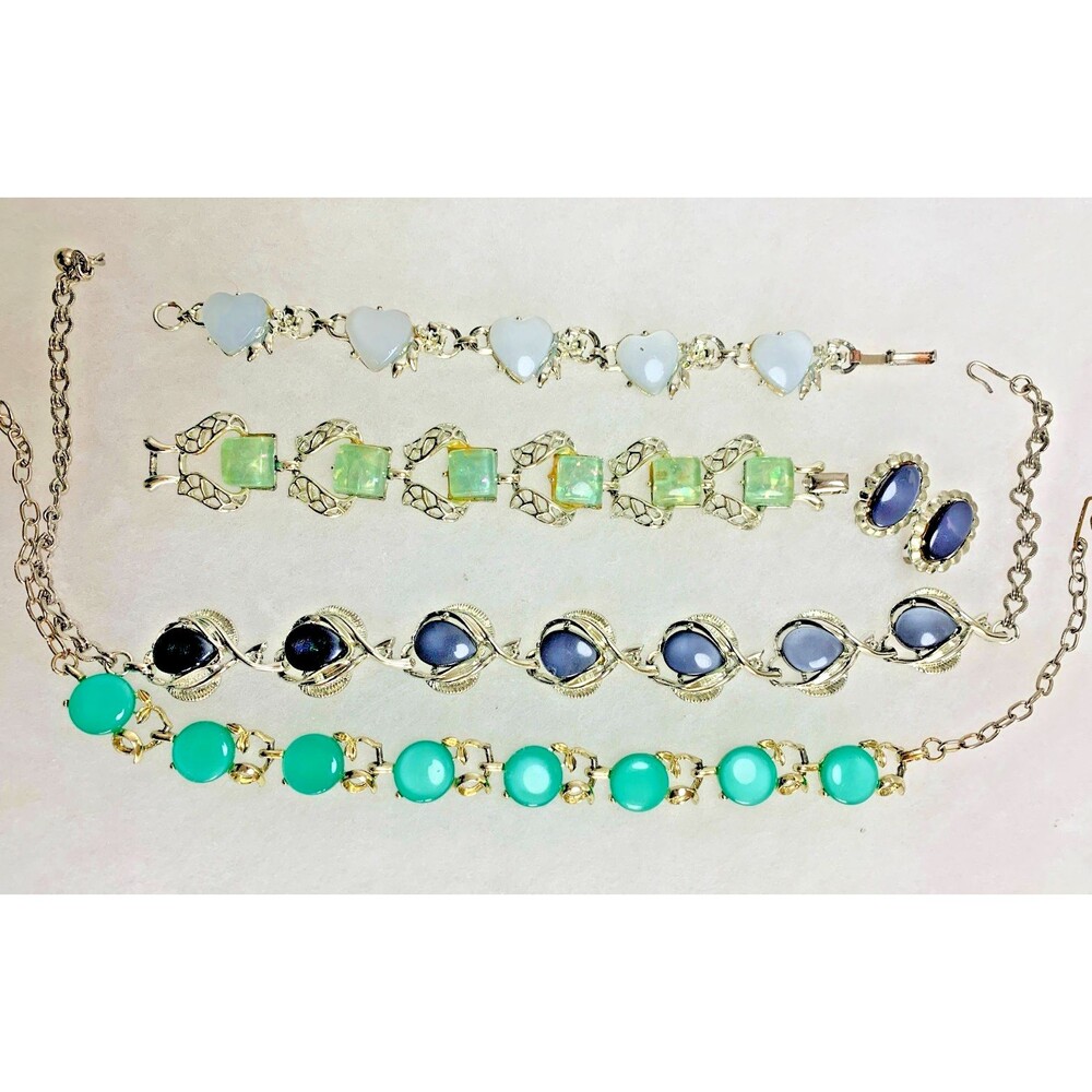 Vintage Cabochon Jewelry Lot Necklaces Bracelets Coro Earrings Retro Cottage